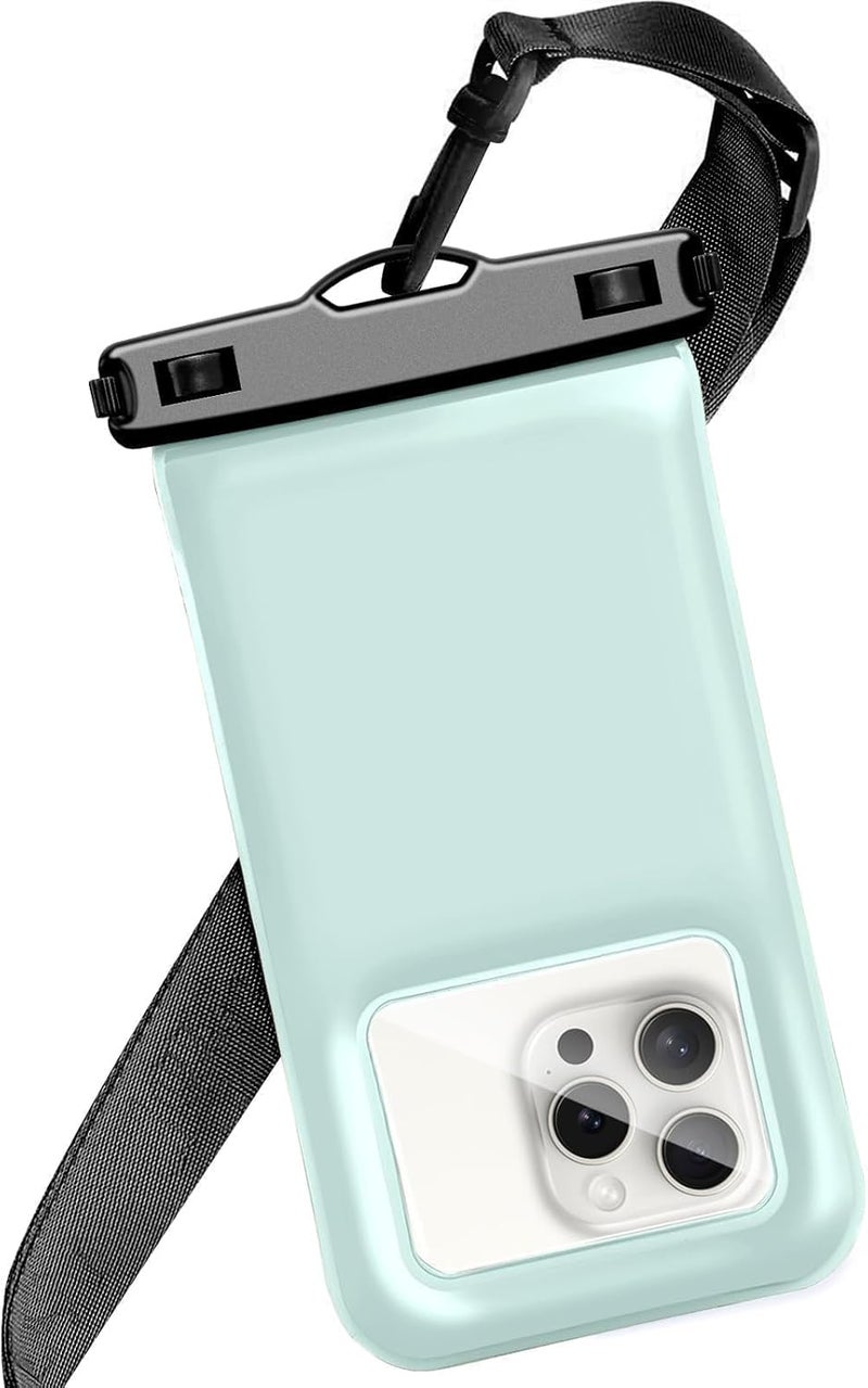 Foweroty Floatable Soap Bubble Waterproof Phone Pouch/Case with Crossbody Lanyard for iPhone 17 Series 16 Pro Max/15 Pro/14/13/12, IP68 Cellphone Dry Bag Beach Cruise Ship Essentials, 1 Pack-Blue-7″ - Image 1